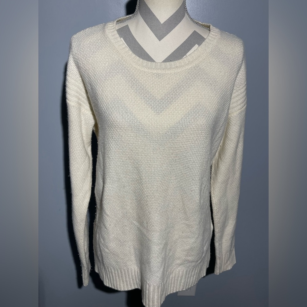 Pure Amici Elegant Cream Crew Neck Sweater